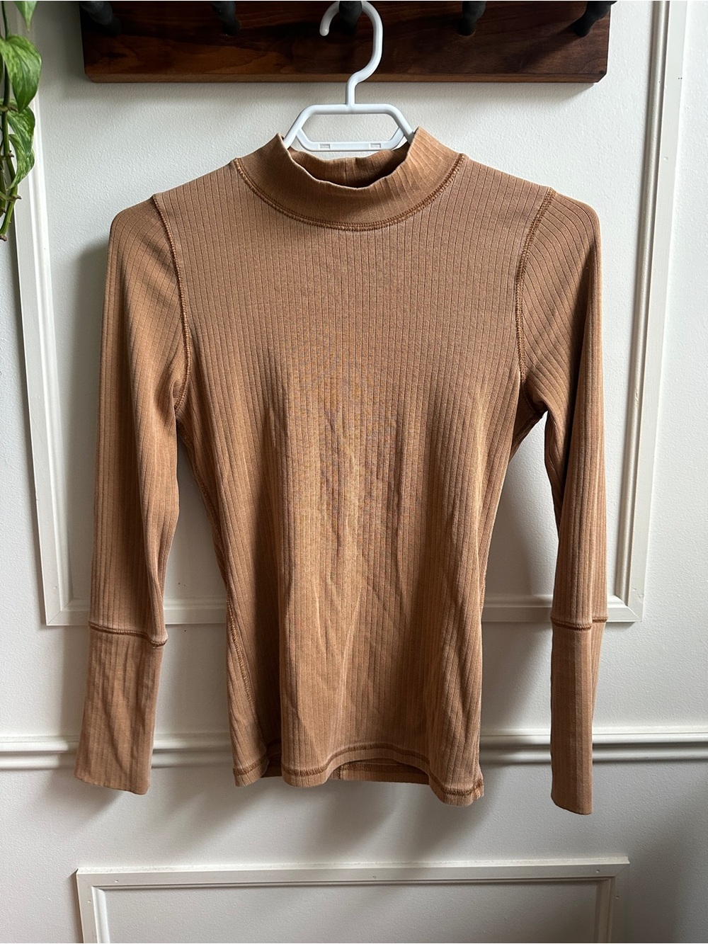 Free People Ribbed Mock Neck Long Sleeve Top